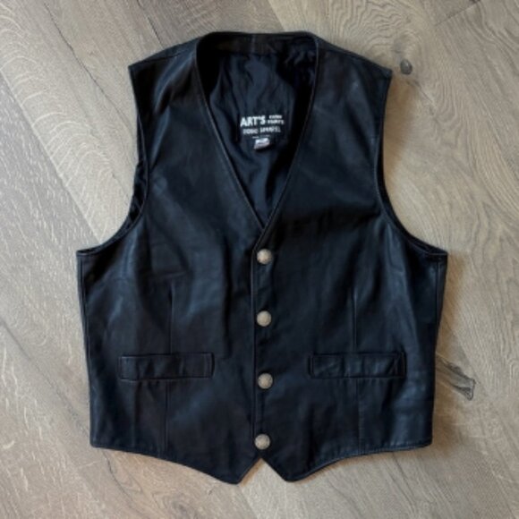 Vintage Art’s Riding Apparel Black Leather Vest for Men - Picture 1 of 9